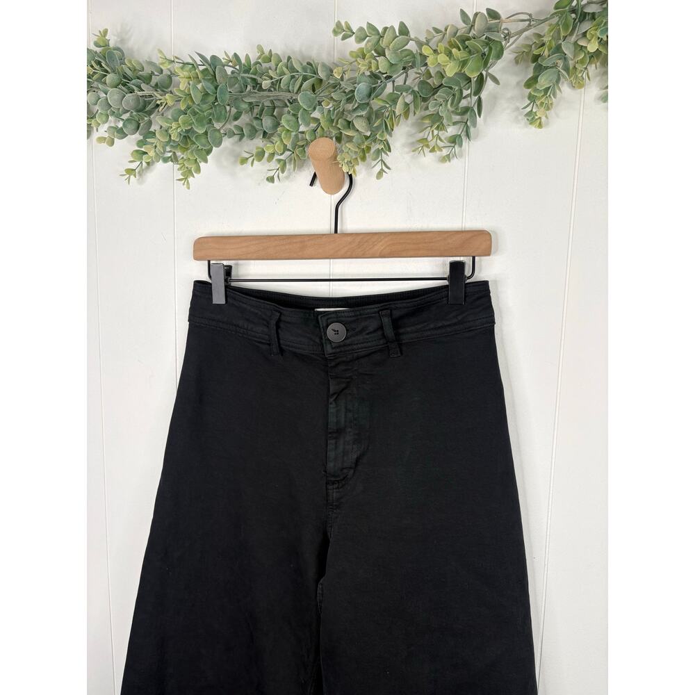 Zara Black High Rise Wide Leg Jeans Size 8 Raw Hem - Picture 3 of 8